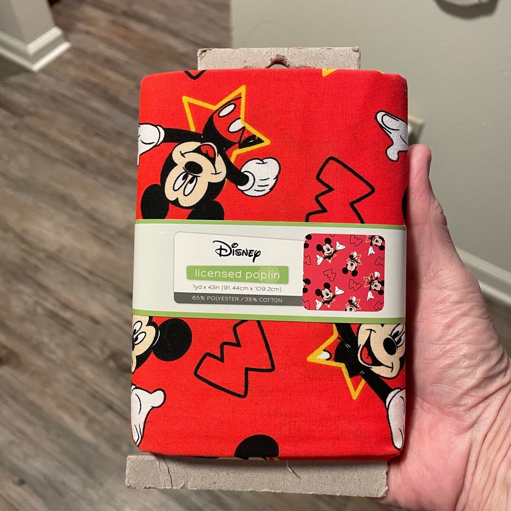 Disney Mickey Mouse Red Poplin Fabric - Picture 2 of 3